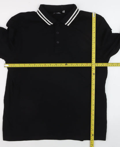 ASOS DESIGN Men's Black Long Sleeve Polo Shirt Size L 42in Chest