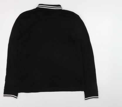 ASOS DESIGN Men's Black Long Sleeve Polo Shirt Size L 42in Chest