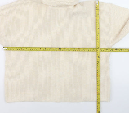 Esqualo Women Ivory Roll Neck Ribbed Knit Jumper Size 14