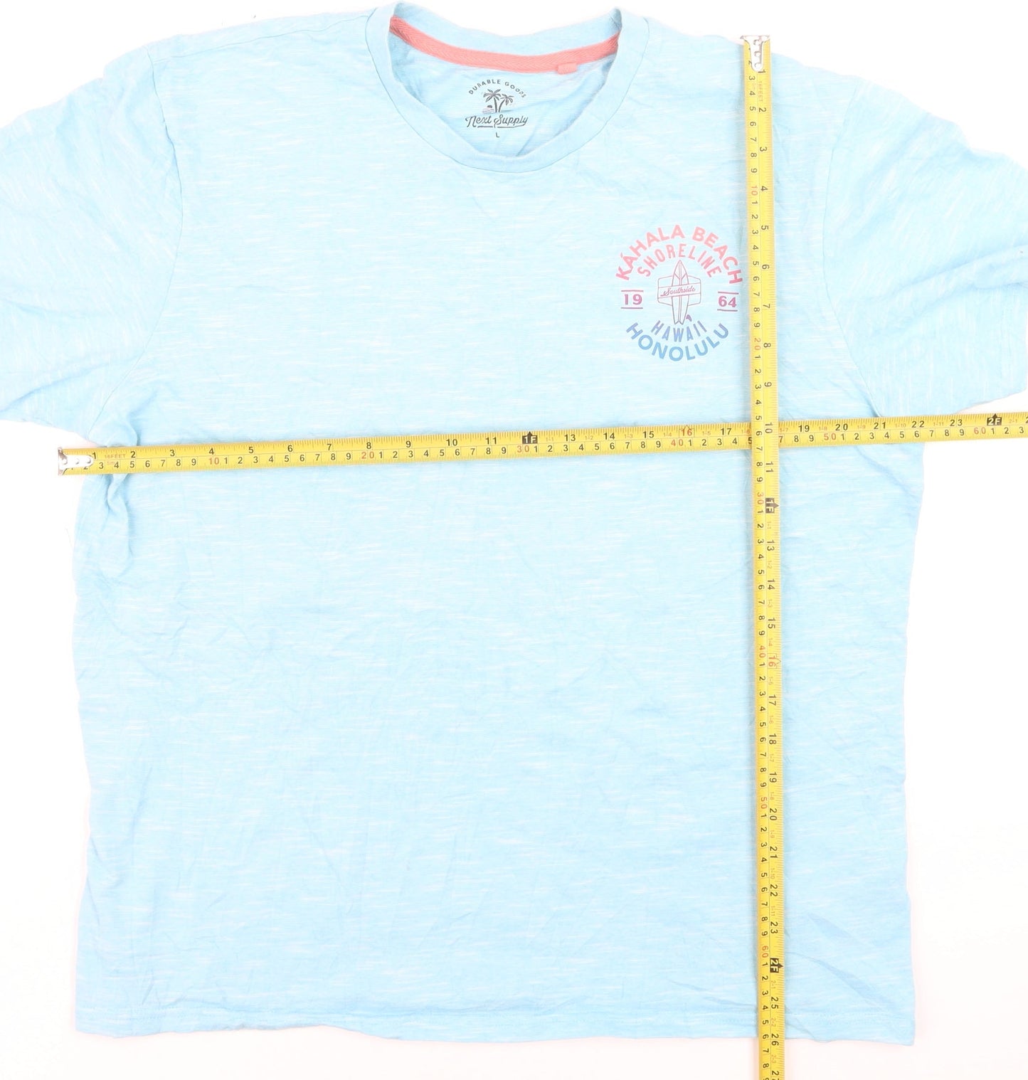 Next Supply Men's Blue Cotton Crew Neck Hawaii Graphic T-Shirt Size L