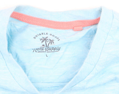 Next Supply Men's Blue Cotton Crew Neck Hawaii Graphic T-Shirt Size L