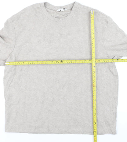 Marks and Spencer Men Beige Cotton Blend Crew Neck Short Sleeve T-Shirt XL