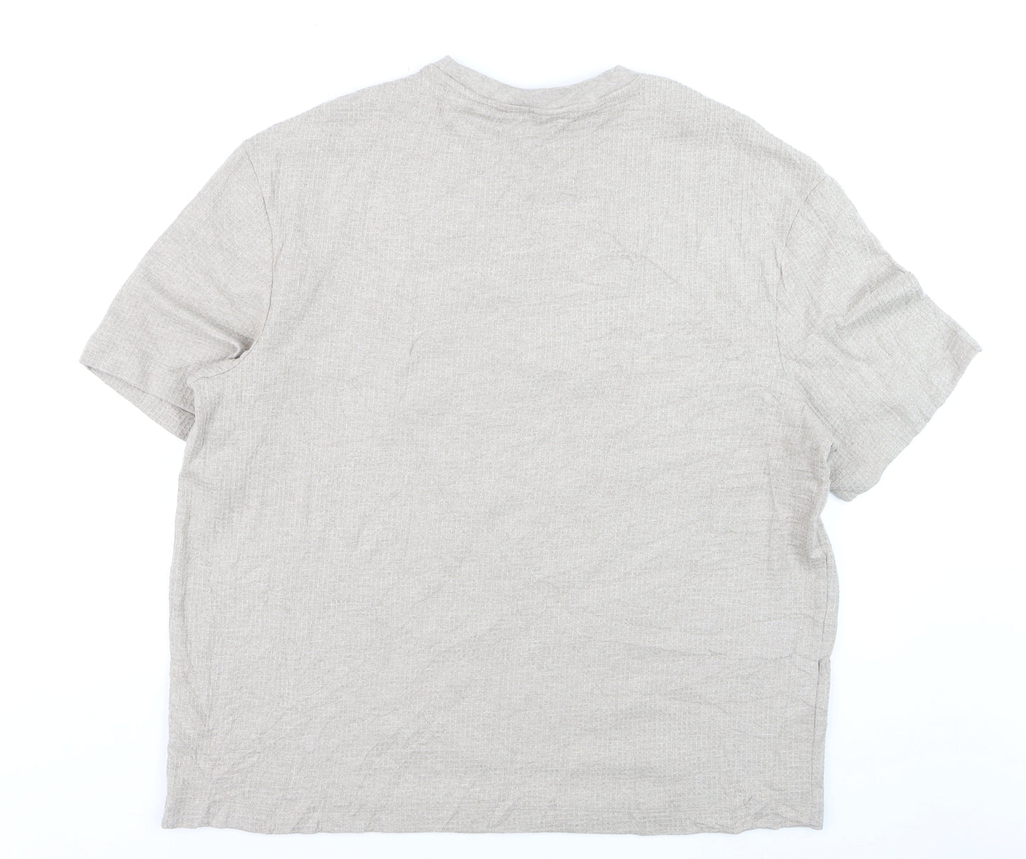 Marks and Spencer Men Beige Cotton Blend Crew Neck Short Sleeve T-Shirt XL