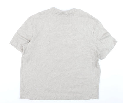 Marks and Spencer Men Beige Cotton Blend Crew Neck Short Sleeve T-Shirt XL