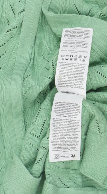 Vila Women Green Open Knit Sleeveless Belted Cardigan XS