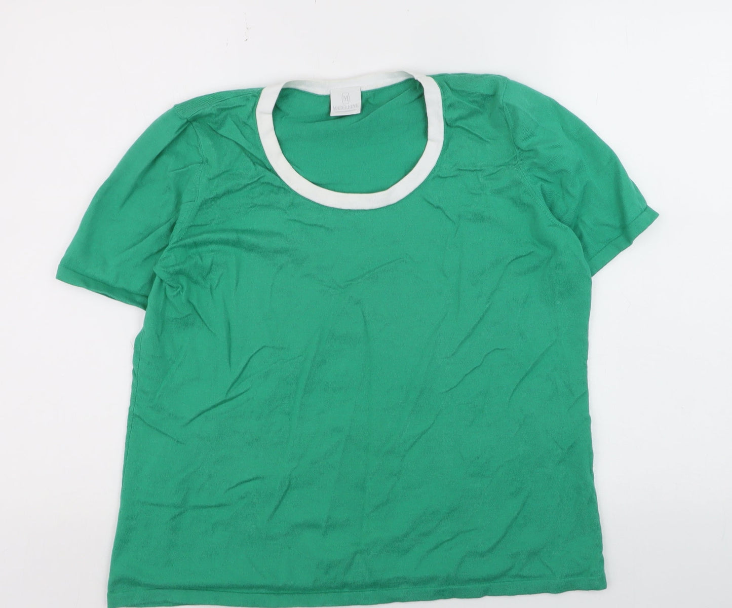 Madeleine Women's Green Cotton Crew Neck Short Sleeve T-Shirt M