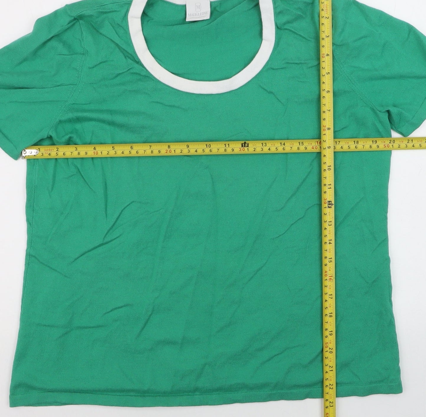 Madeleine Women's Green Cotton Crew Neck Short Sleeve T-Shirt M