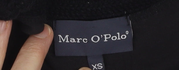 Marc O'Polo Women's Black Cotton Crochet Neck Long Sleeve Blouse XS