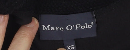 Marc O'Polo Women's Black Cotton Crochet Neck Long Sleeve Blouse XS