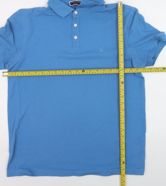 Charles Tyrwhitt Men's Blue Regular Fit Cotton Polo Shirt Medium
