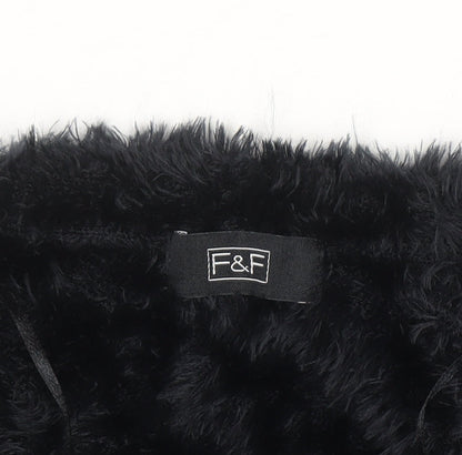 F&F Women’s Black Faux Fur Open Long Sleeve Cardigan Size 8