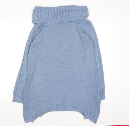 Very Women's Blue Cowl Neck Relaxed Fit Knit Jumper Size 10
