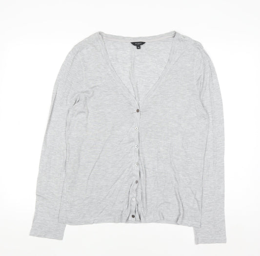 Hobbs Women's Grey V-Neck Button Cardigan XL Modal Blend