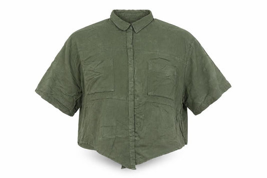 ASOS Women Green Size 10 Relaxed Collared Button-Up Shirt