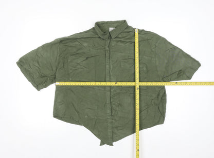 ASOS Women Green Size 10 Relaxed Collared Button-Up Shirt