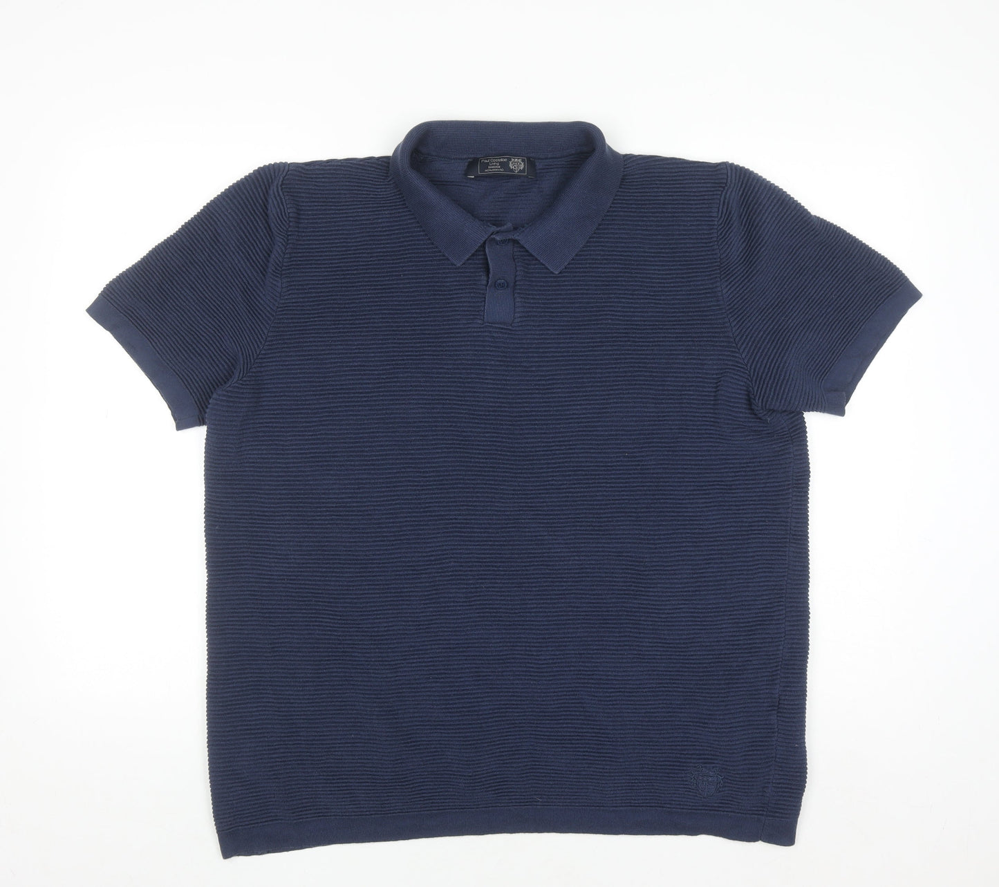 Paul Costelloe Men's Blue Cotton Knit Polo Shirt Size L