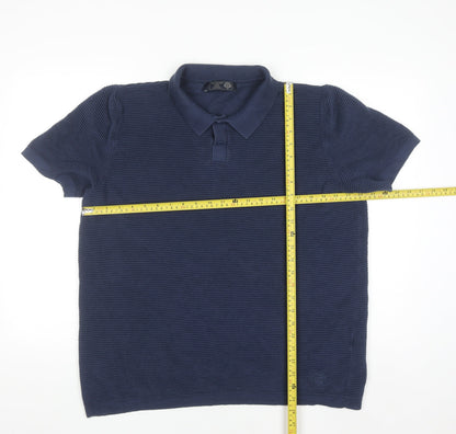 Paul Costelloe Men's Blue Cotton Knit Polo Shirt Size L