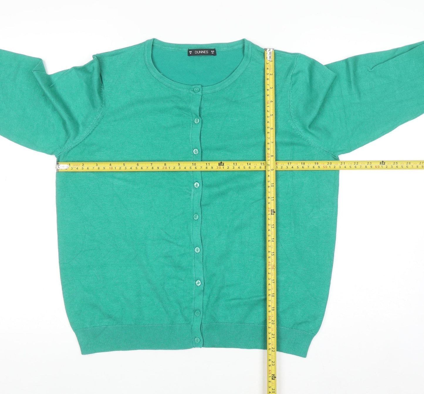 Dunnes Women Green Size 16 Cardigan Long Sleeve Crew Neck Knit