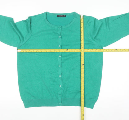 Dunnes Women Green Size 16 Cardigan Long Sleeve Crew Neck Knit