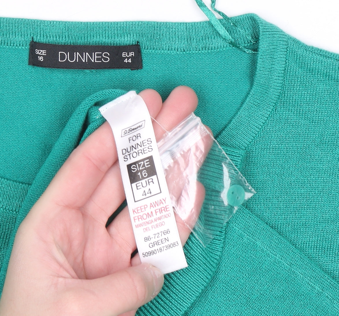 Dunnes Women Green Size 16 Cardigan Long Sleeve Crew Neck Knit
