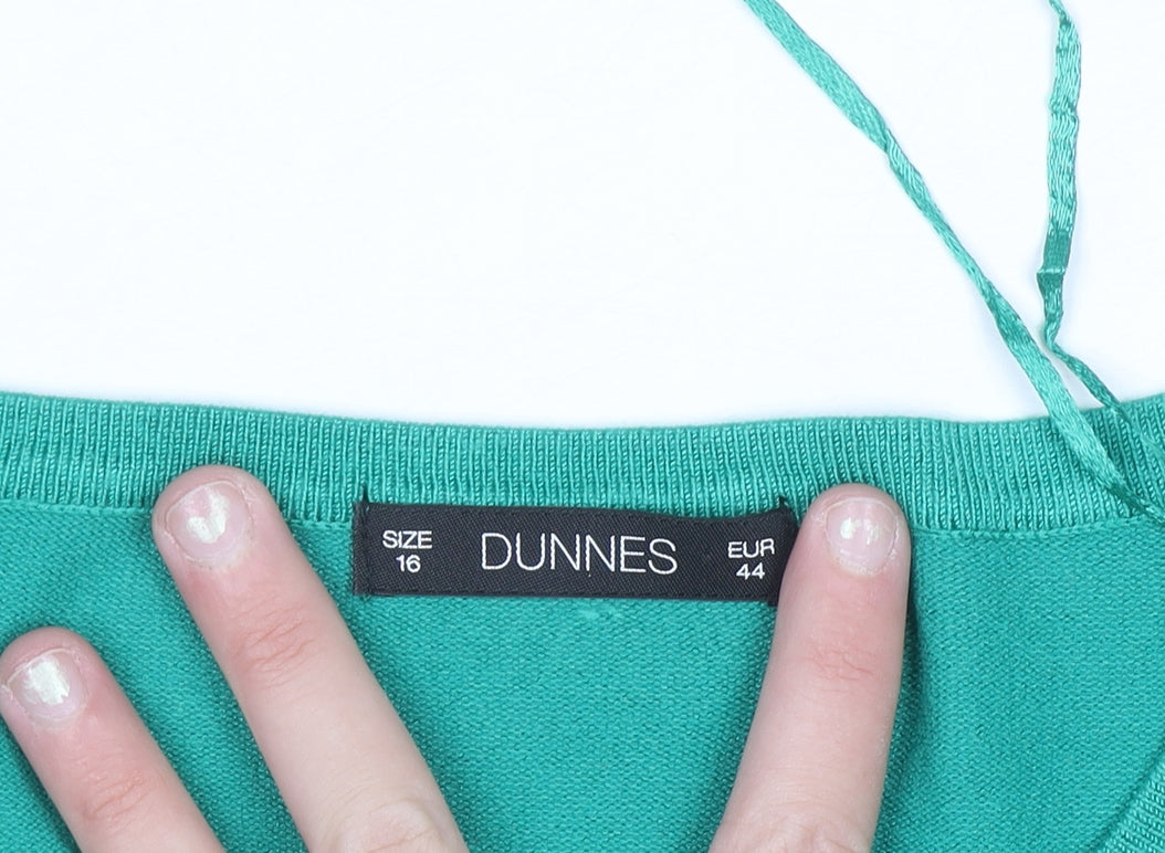 Dunnes Women Green Size 16 Cardigan Long Sleeve Crew Neck Knit