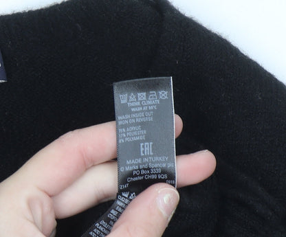 Marks and Spencer Women's Black Beaded V-Neck Jumper Size 10