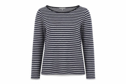 Laura Ashley Women's Blue Striped Boat Neck Long Sleeve Pullover Jumper Size 16