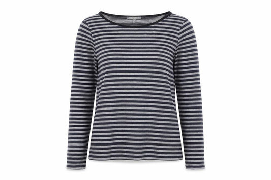 Laura Ashley Women's Blue Striped Boat Neck Long Sleeve Pullover Jumper Size 16