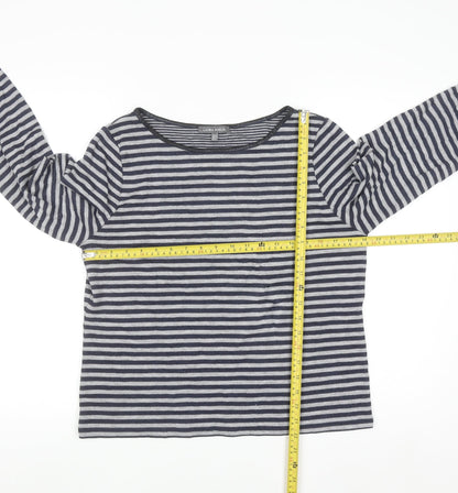 Laura Ashley Women's Blue Striped Boat Neck Long Sleeve Pullover Jumper Size 16