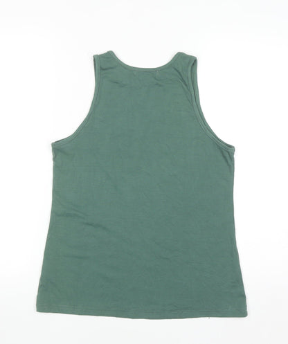 MISSLOOK Women's Green Cotton Blend 'Be Kind' Tank Top Size L