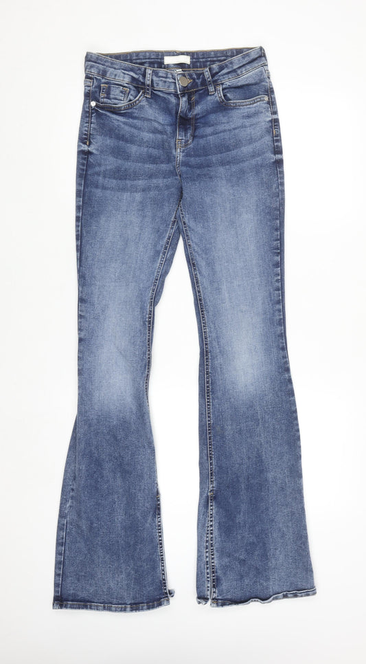 River Island Women’s Blue Flared Jeans Size 10L Stretch Denim