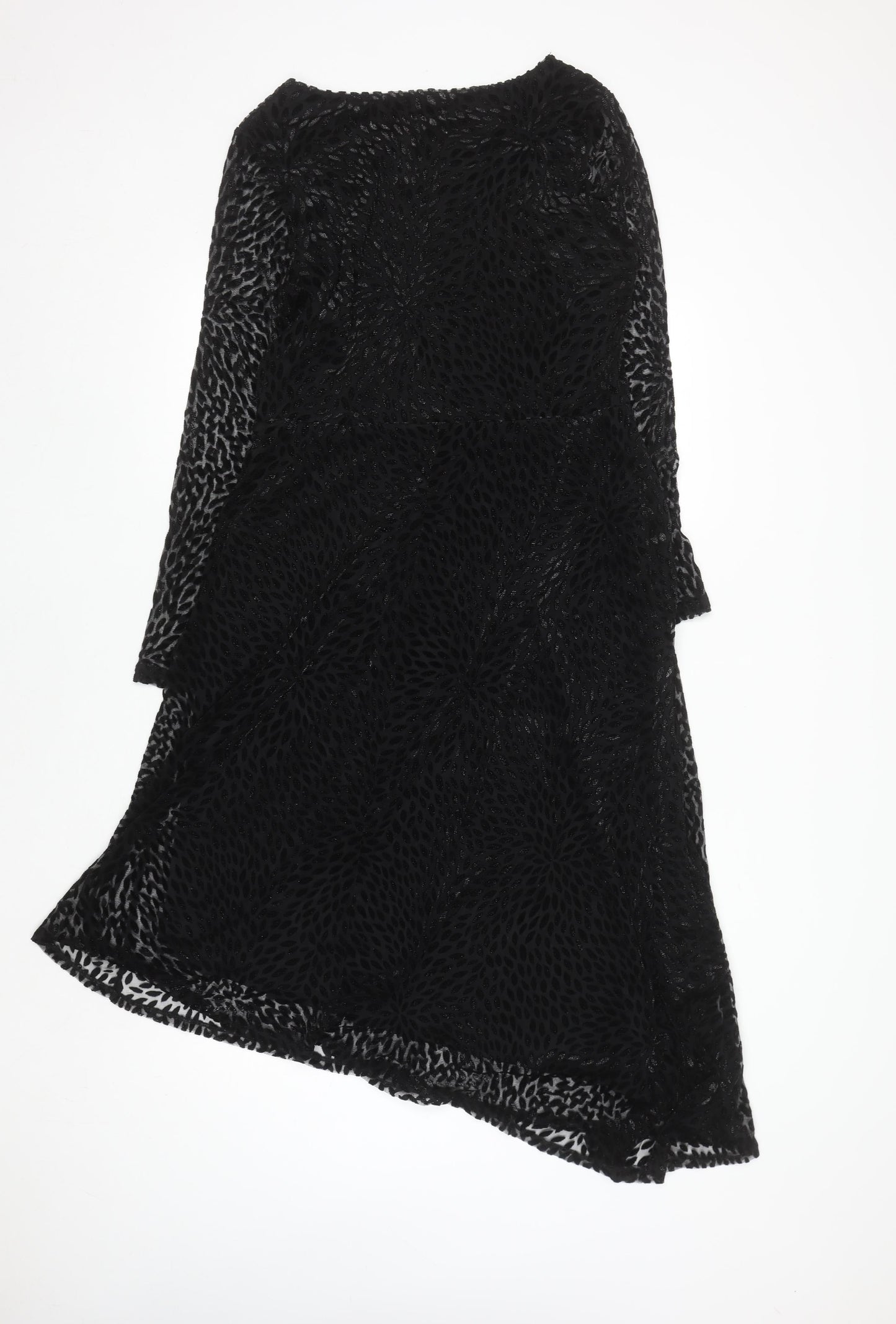 Monsoon Women Black Size 14 Sheath Knee Length Velvet Dress
