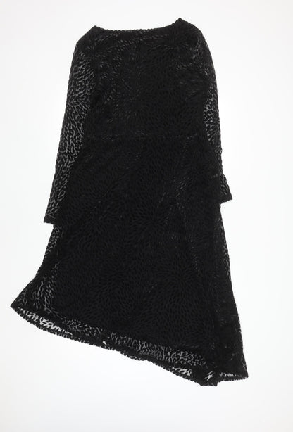 Monsoon Women Black Size 14 Sheath Knee Length Velvet Dress