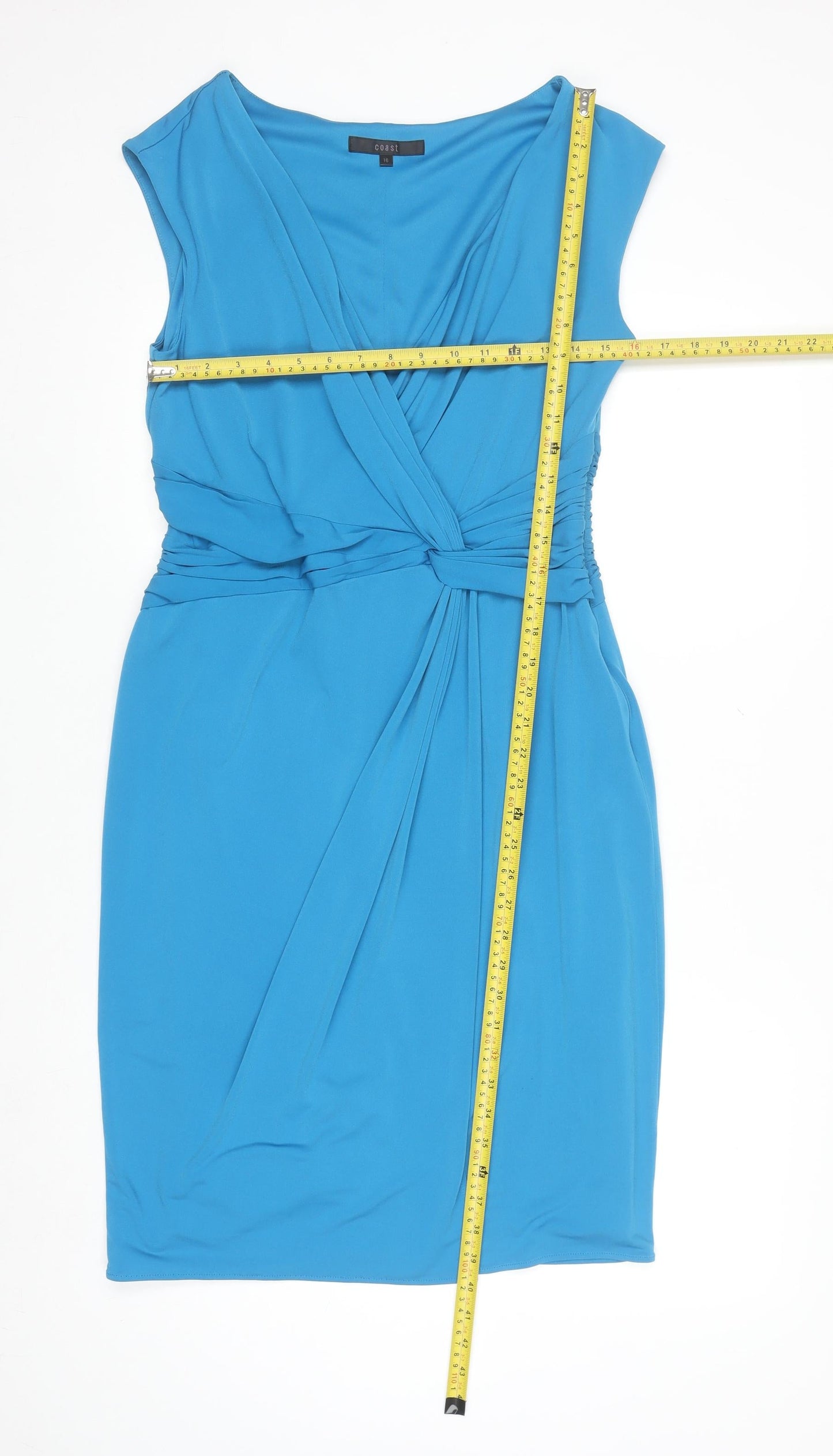 Coast Women Blue Size 16 Sleeveless Wrap Dress