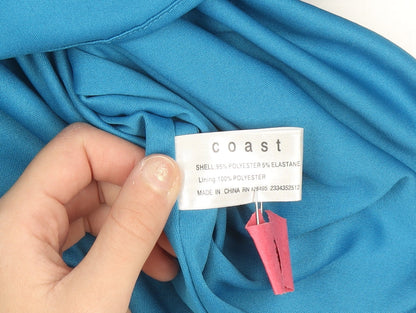 Coast Women Blue Size 16 Sleeveless Wrap Dress