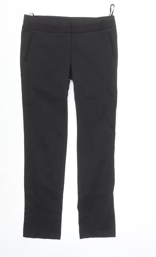 Oasis Women's Black Size 12 Slim Trousers Cotton Blend Workwear