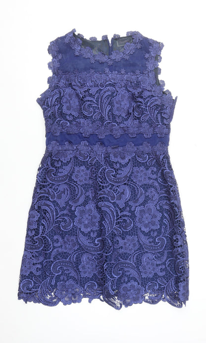 Red Chilli Women's Blue Lace Sleeveless Sheath Party Dress Size 14