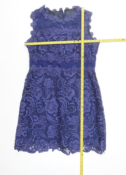 Red Chilli Women's Blue Lace Sleeveless Sheath Party Dress Size 14