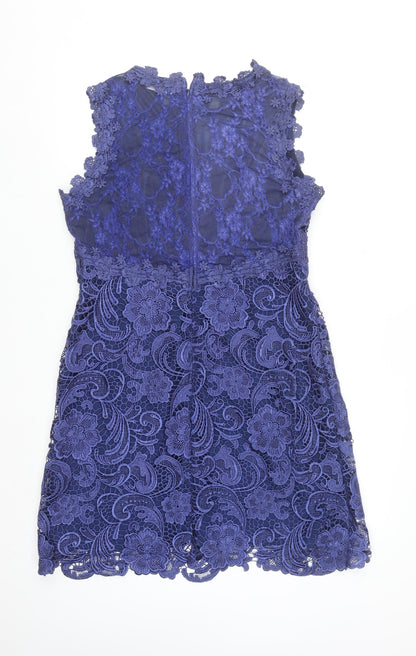 Red Chilli Women's Blue Lace Sleeveless Sheath Party Dress Size 14