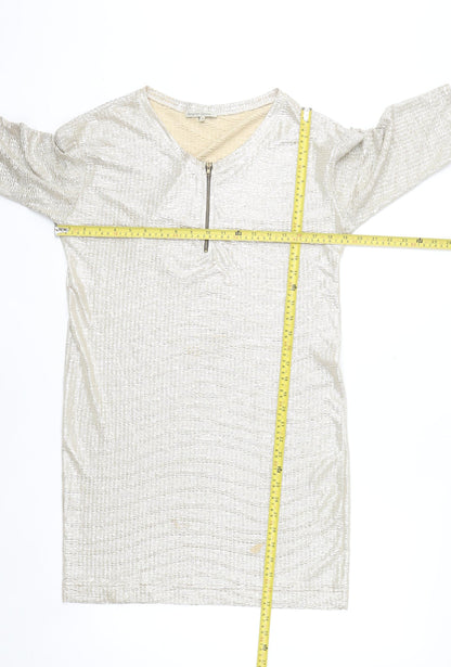Scarlet Roos Women Gold Shift Party Dress Size S Half Sleeve