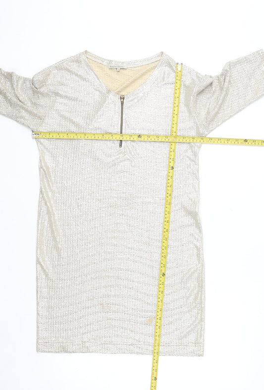 Scarlet Roos Women Gold Shift Party Dress Size S Half Sleeve