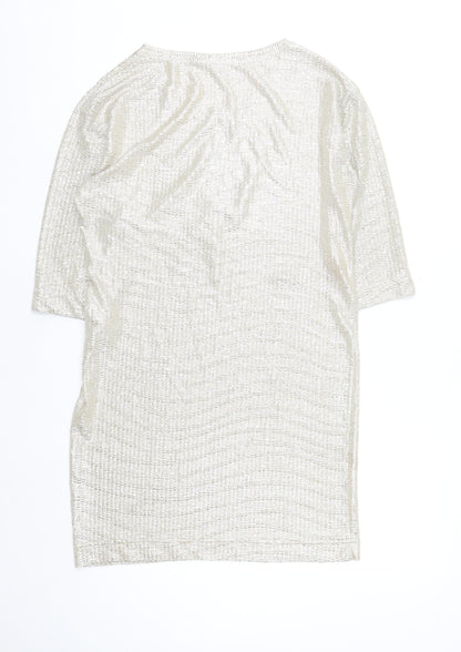 Scarlet Roos Women Gold Shift Party Dress Size S Half Sleeve
