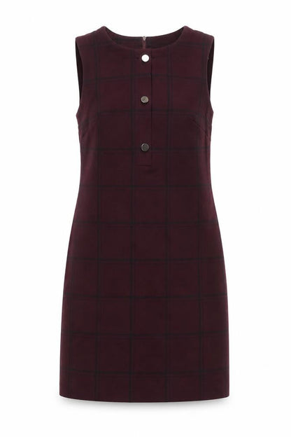 Dunnes Women Brown Check Sleeveless Pinafore Dress Size 10