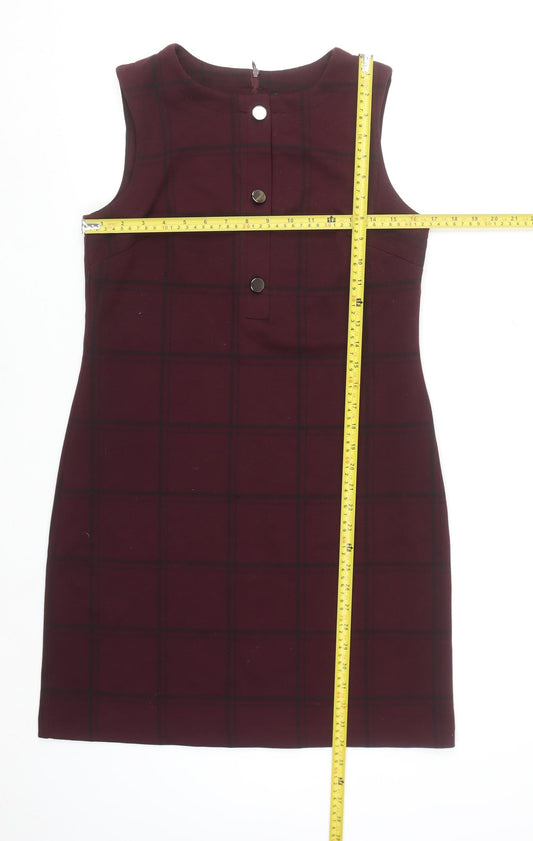 Dunnes Women Brown Check Sleeveless Pinafore Dress Size 10