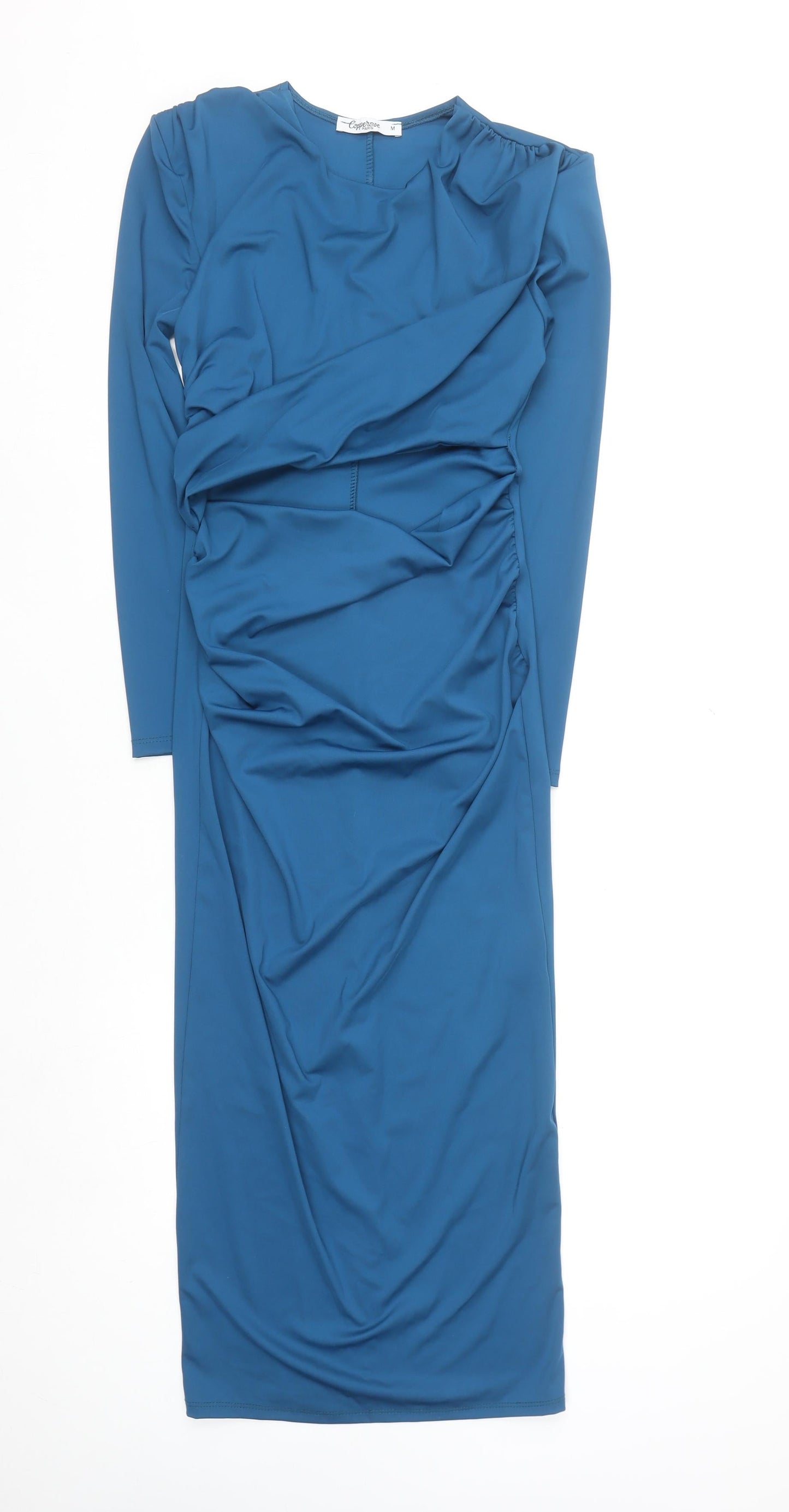Copperrose Paris Women Blue Bodycon Midi Dress Size M Long Sleeve
