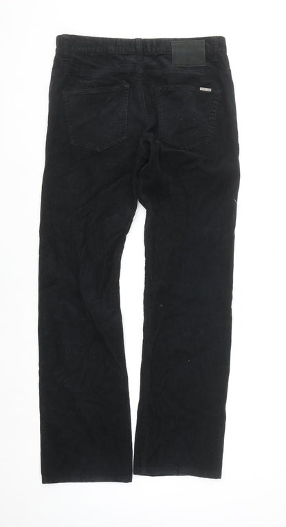 Blend Men's Black Corduroy Straight Leg Trousers Size 30 Regular