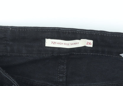 Levi's 721 High Rise Skinny Black Jeans Women Size 26 Regular Denim