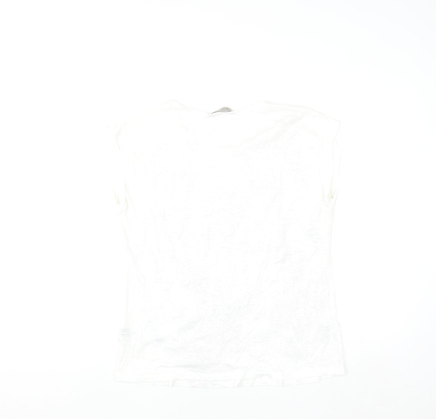 Marks and Spencer Womens White Tiger Print Sleeveless T-Shirt Size 12