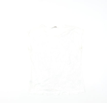 Marks and Spencer Womens White Tiger Print Sleeveless T-Shirt Size 12