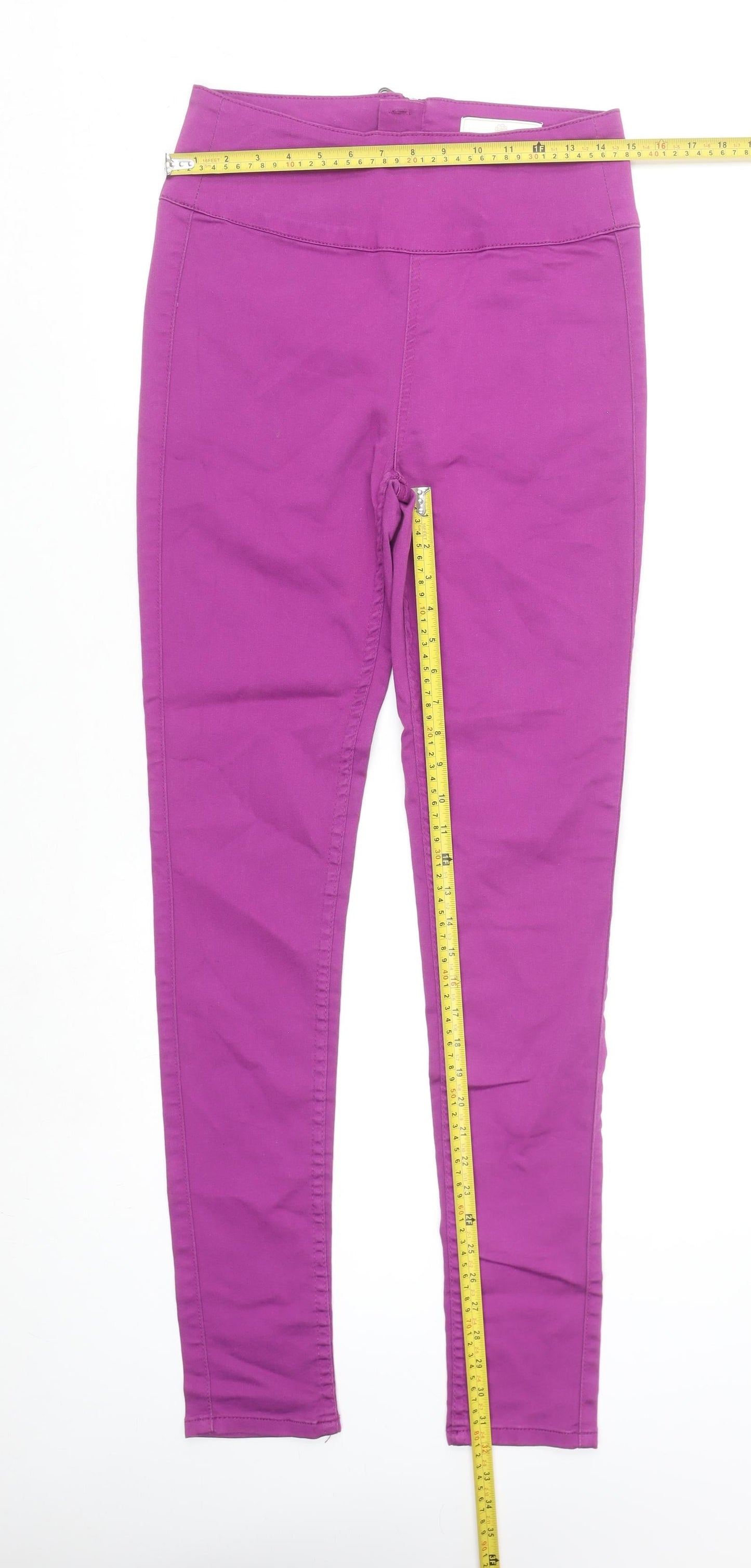 Pieces Women’s Purple Jegging Trousers Zip Back Pockets Stretch M